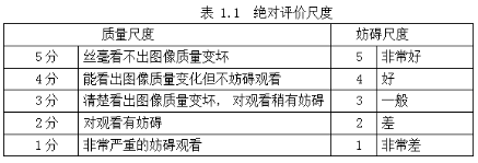 圖像質量絕對評價尺度